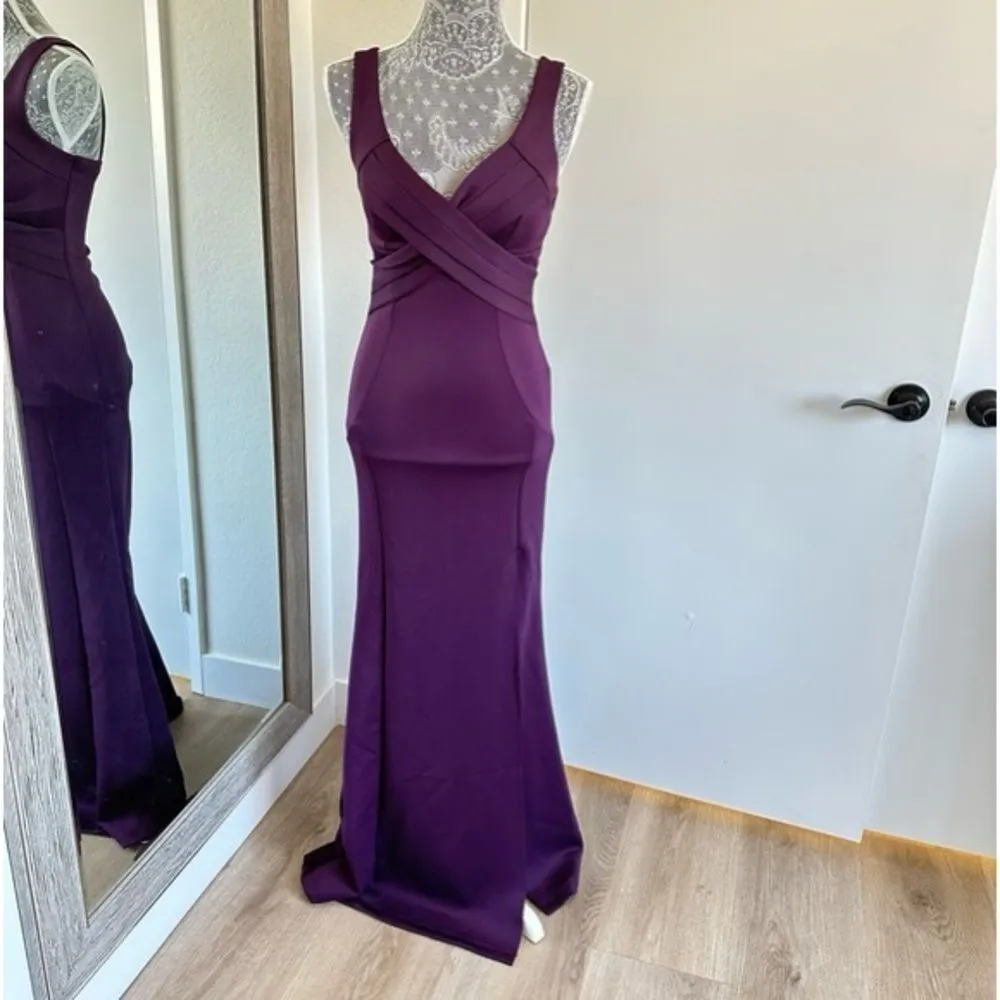Windsor Purple Mermaid Evening Gown Size Small Formal Prom Dress Crisscross Bodi - Image 2