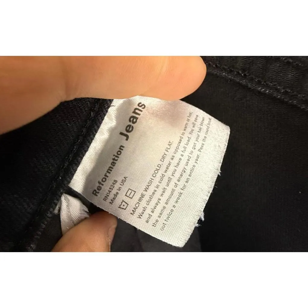 REFORMATION High & Skinny Jean In Faded Black Destroyed - Size - 26 - Image 5