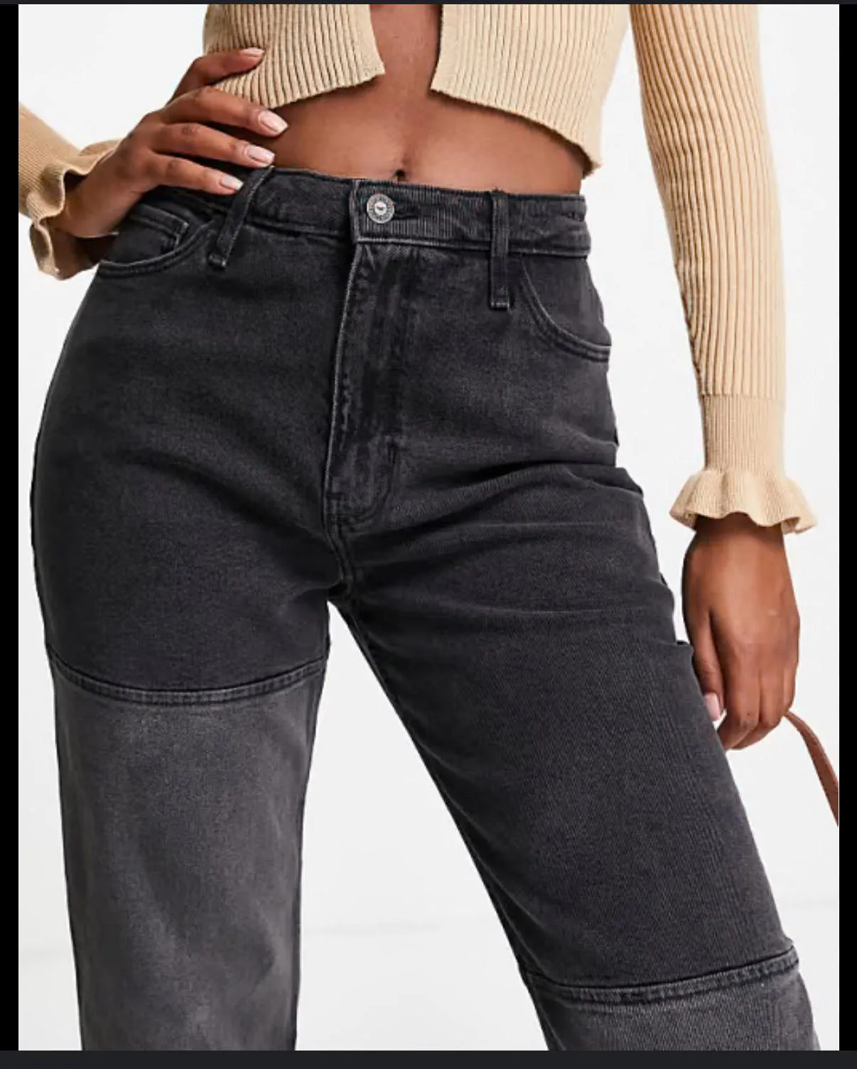 Hollister Jeans Ultra High-Rise Dad Black Patchwork - Image 2