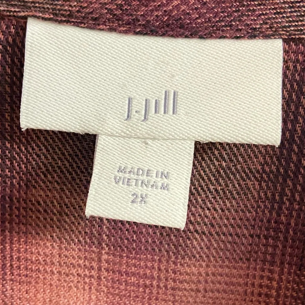 J Jill flannel button front shirt tunic tiered plaid 2X - Image 8