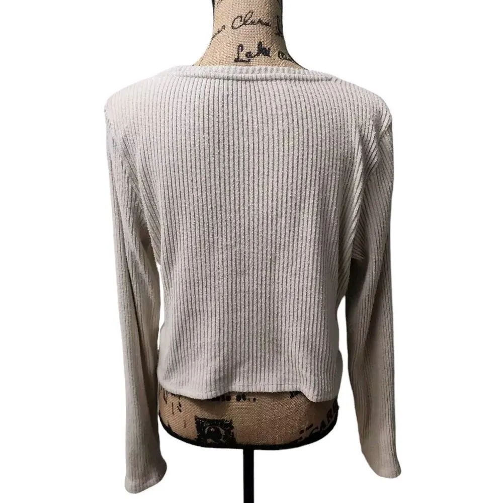 American Eagle Women's Ribbed Knit‎ Long Sleeve Crop Top Size XL Stretchy Comfy - Image 2