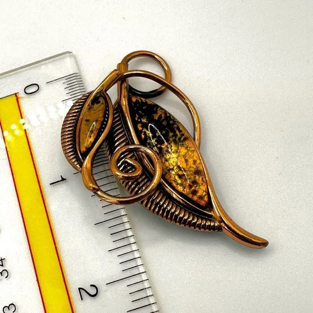 Matisse copper red foil vintage leaf brooch - Image 5