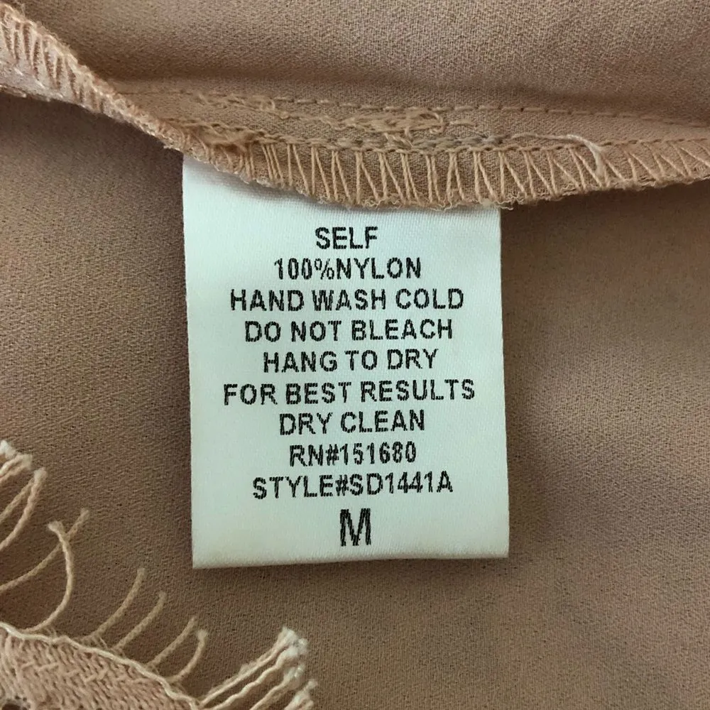 Storia Blush Pink Lace Trim Dress Cami Straps Sheer Panels size Medium - Image 11