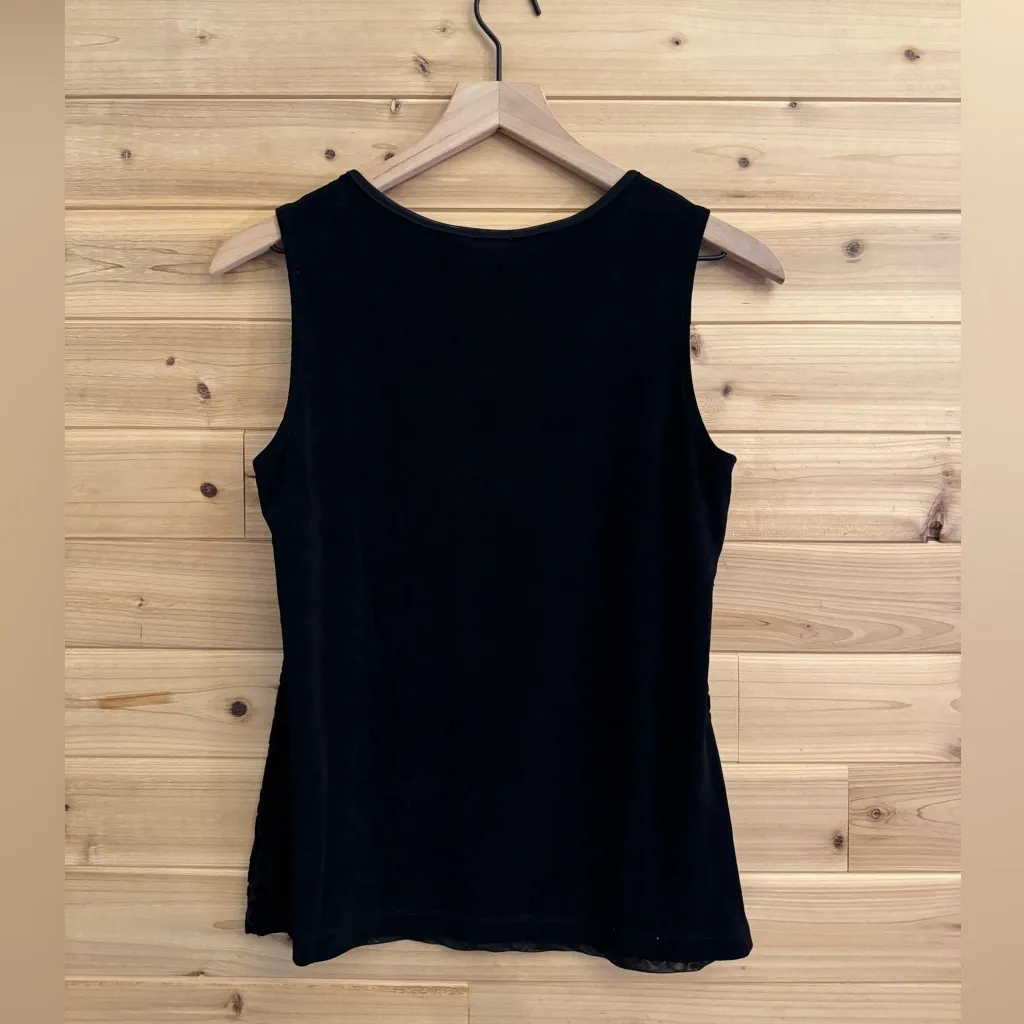 Chicos Travelers 0/Small Leopard Animal Print Burnout Anti Wrinkle Tank Top Black - Image 5