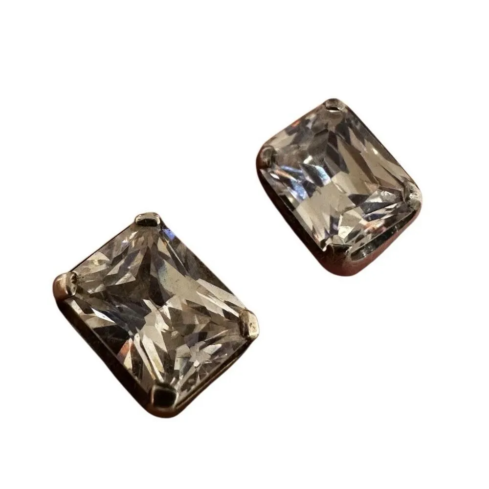 Sterling Silver & CZ Stud Earrings - Image 4