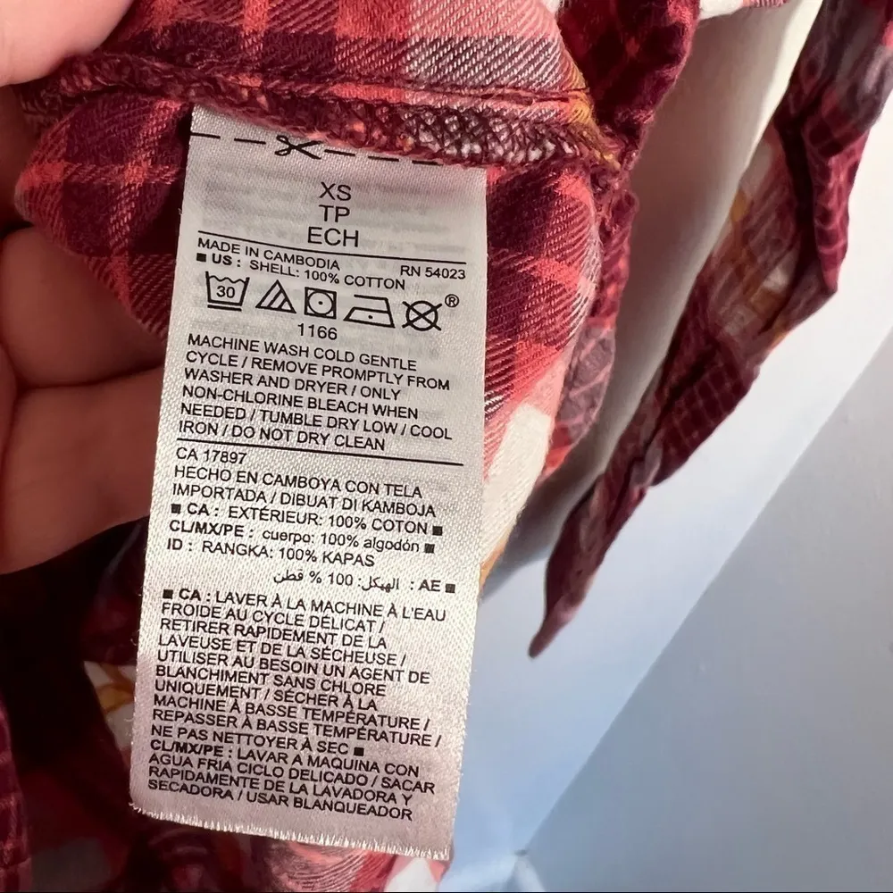 Old Navy The Tunic Shirt Button Down Red White Plaid - Image 11