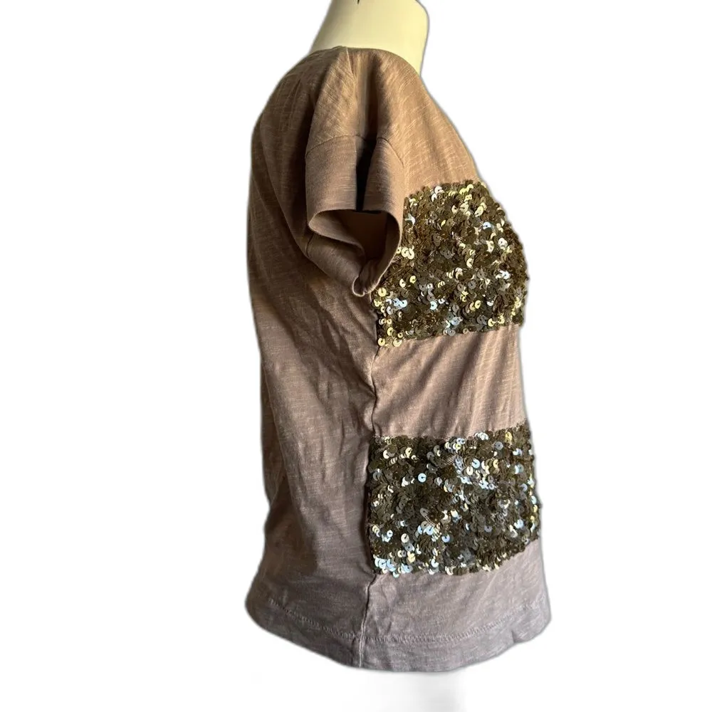 Ann Taylor LOFT Brown Sequined Blouse XS - Image 3
