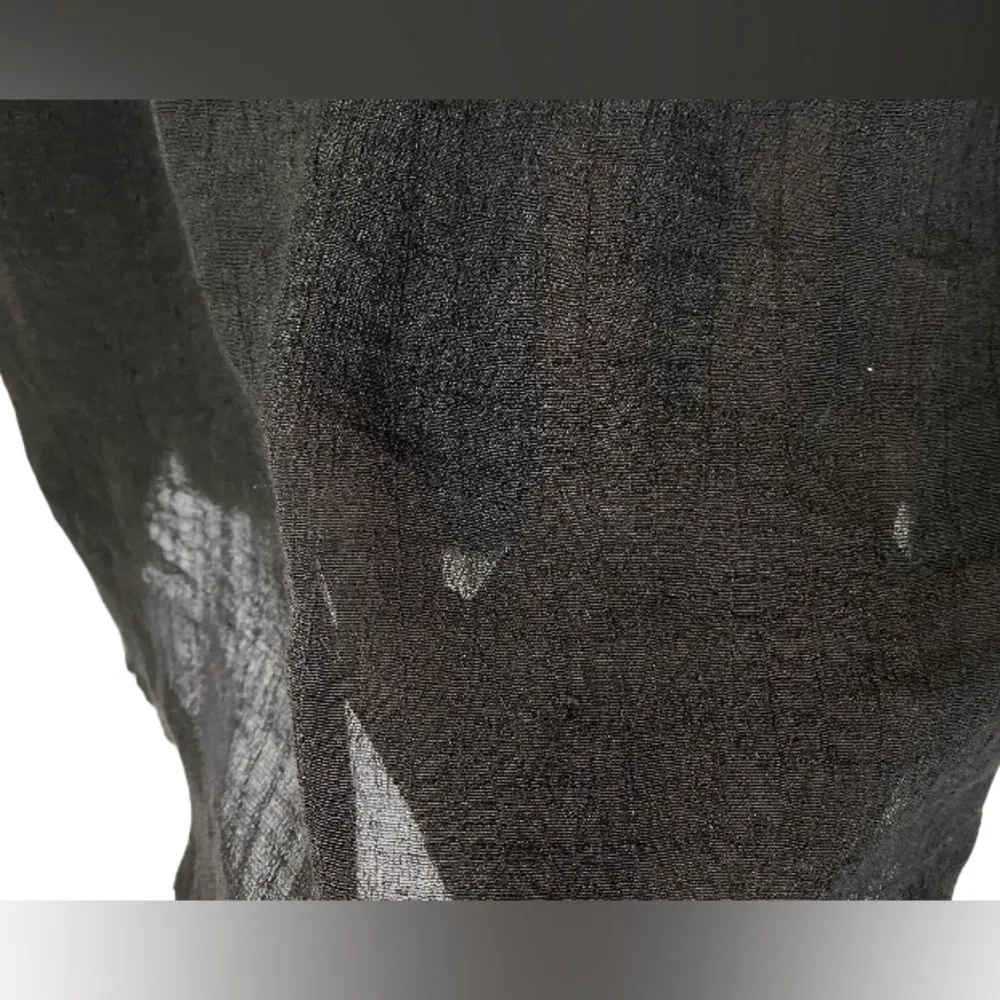 Listicle Women’s Small Black Sheer Button Down Distressed Style Long Sleeve Top - Image 5