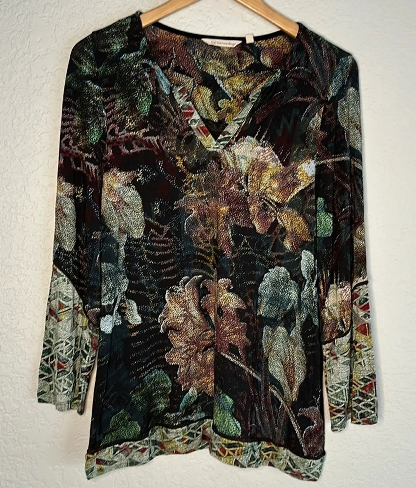 Soft Surroundings Artsy Abstract Tunic Top Viscose Forest Teacher Fall 2EP63 - Image 1