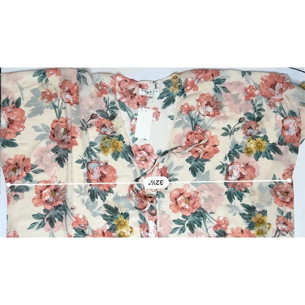 BigHit Fashion Oversized‎ Sheer Kimono Robe Pink Floral Small NWT - Image 5