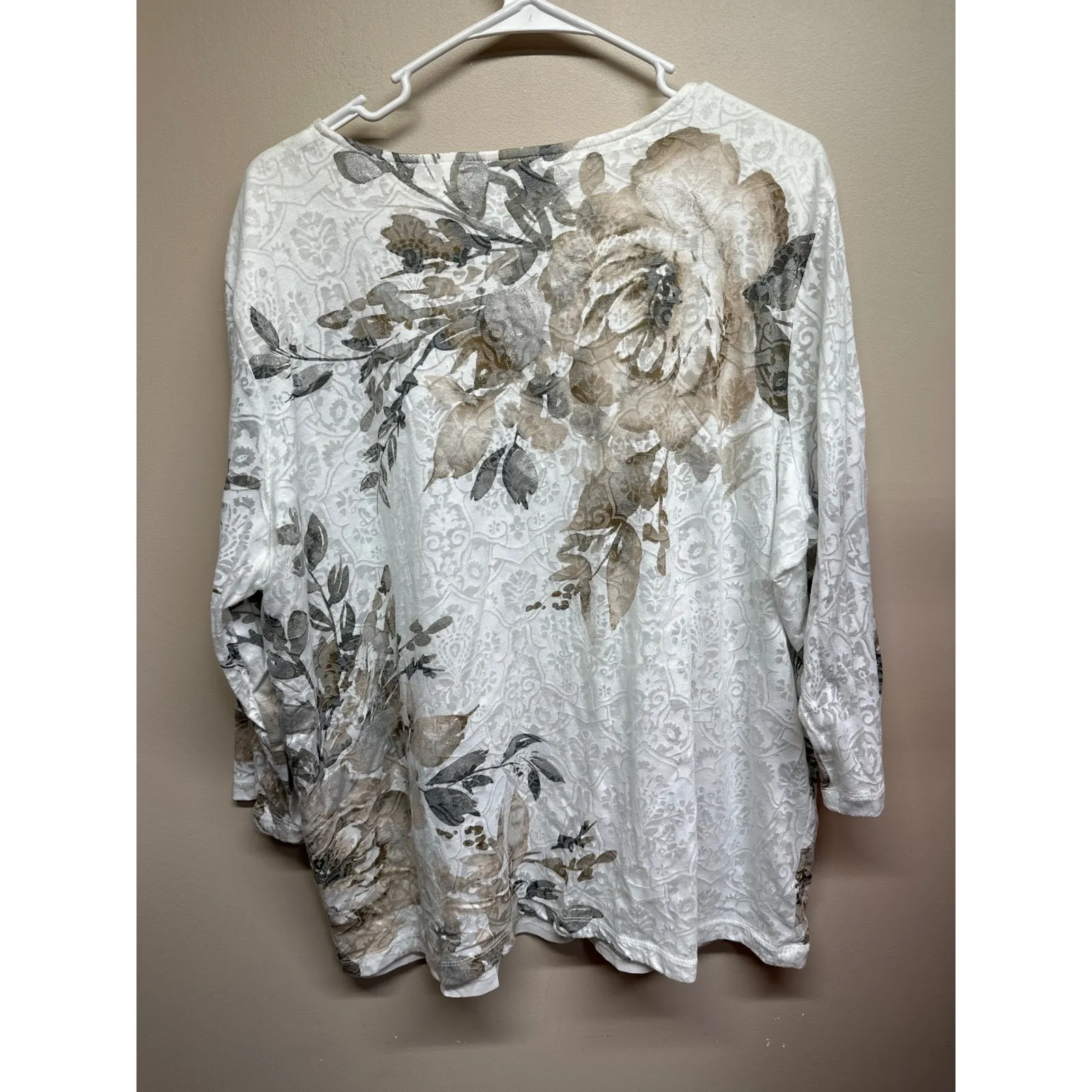 Alfred Dunner Womens 2X Floral Print Long Sleeve Scoop Neck Top Embellished - Image 5