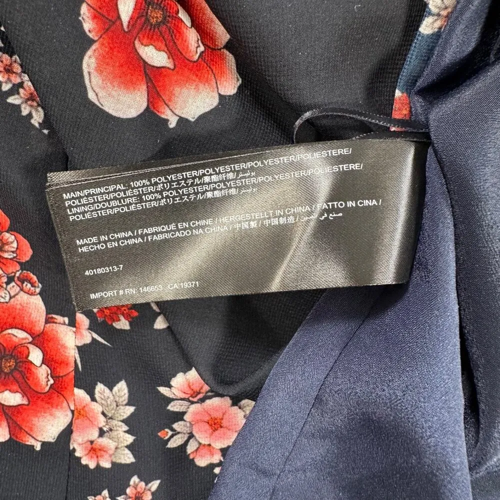 The Fifth Label Floral Cami Top Women's Large Navy Blue V-Neck Ruffle Bow - Image 6