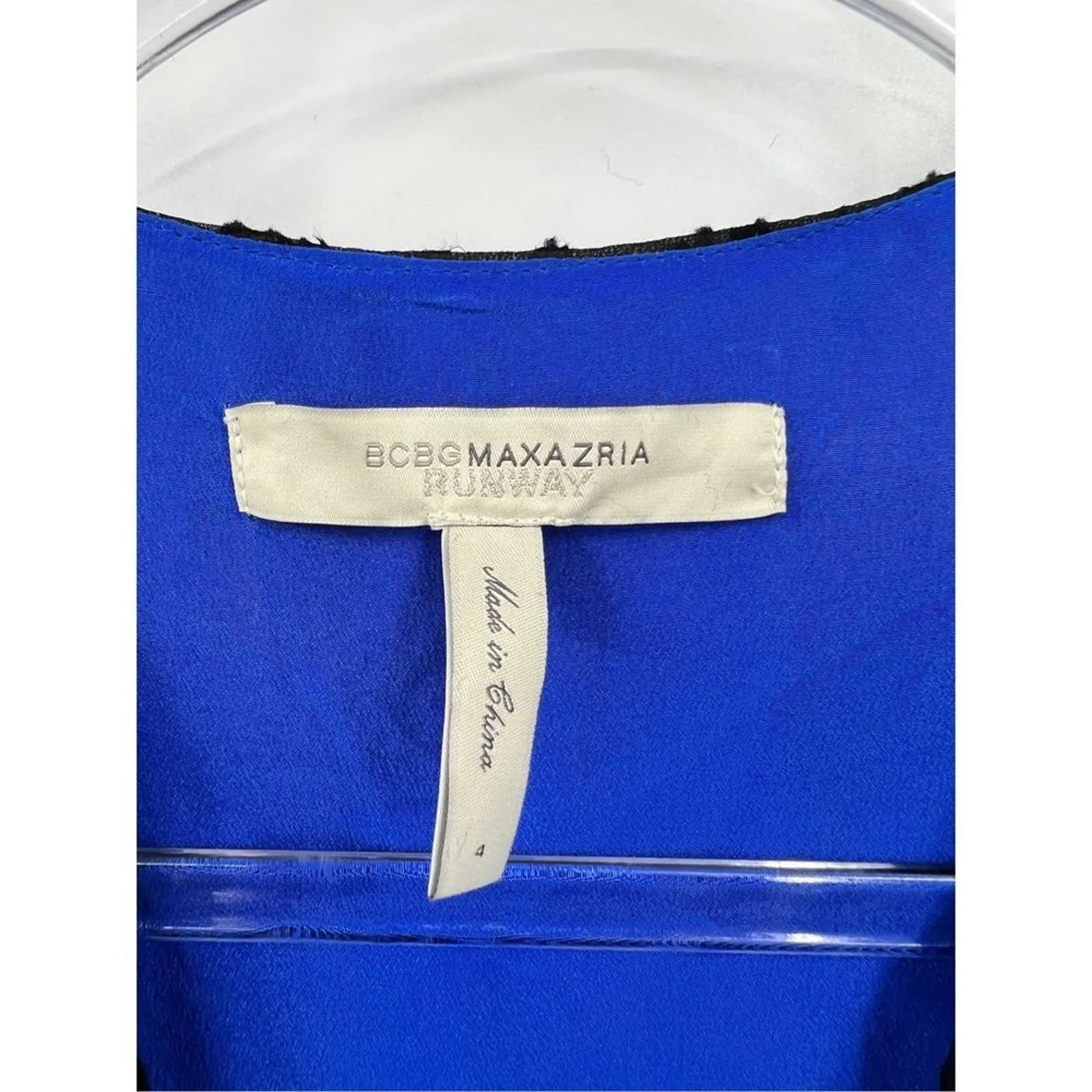 BCBGMAXAZRIA Blue Runway Long Sleeve Tired Silk Skirt Dress‎ 4 - Image 4