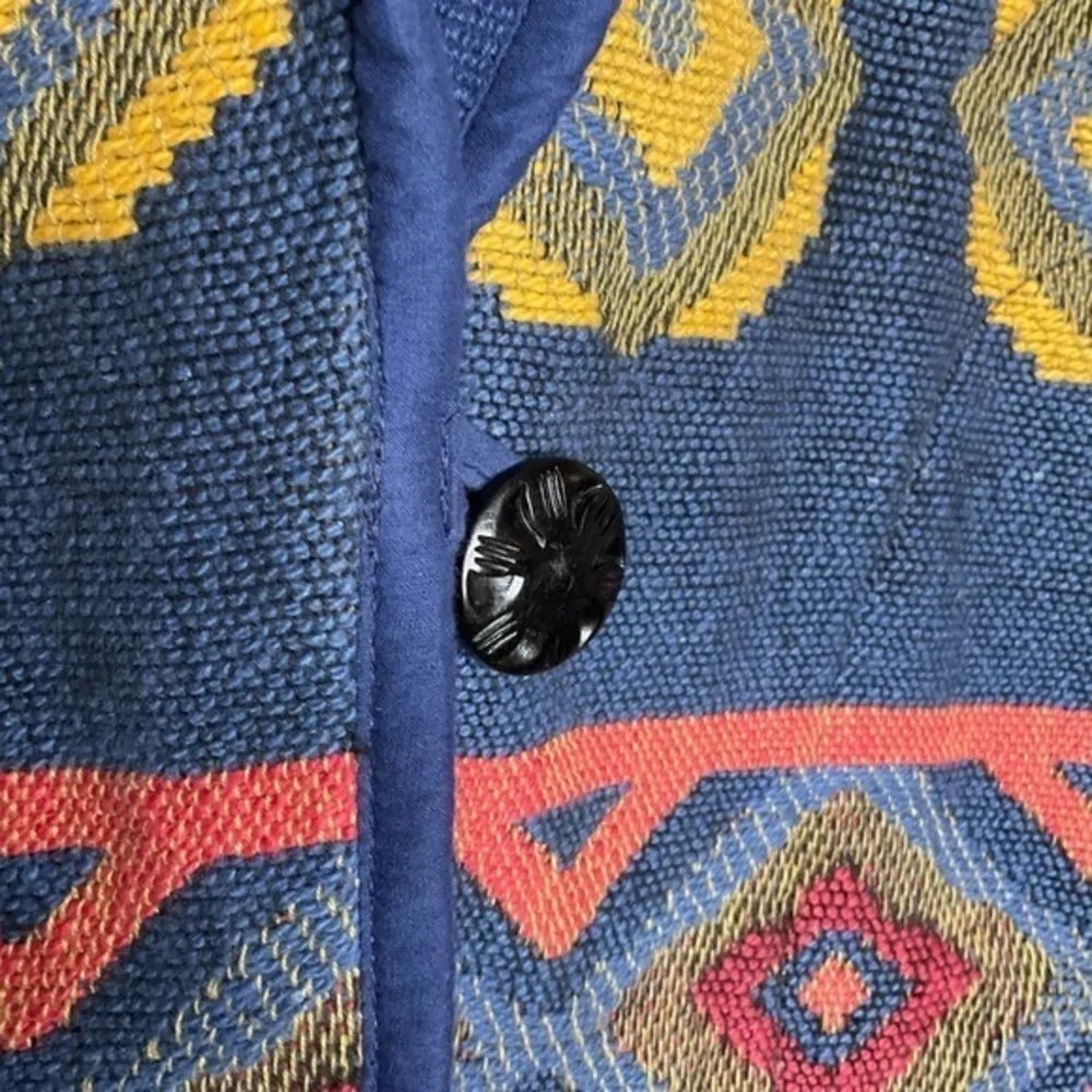 Anu by Natural Tribal Woven Multicolor Roll Cuff and Collar Short Blazer 800 Blue - Image 6