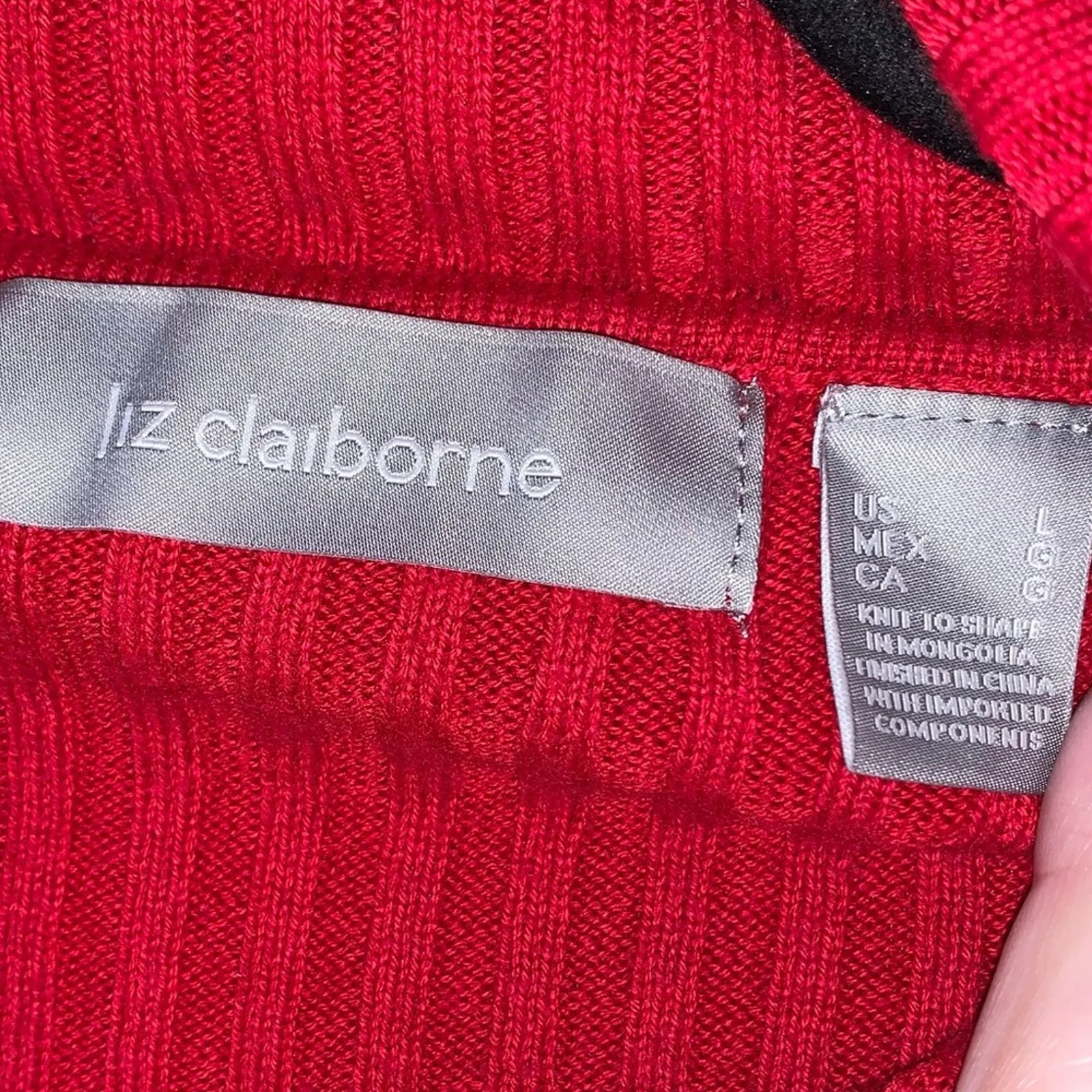 Liz Claiborne Red Knit Ribbed Turtle Neck Sweater - Image 3