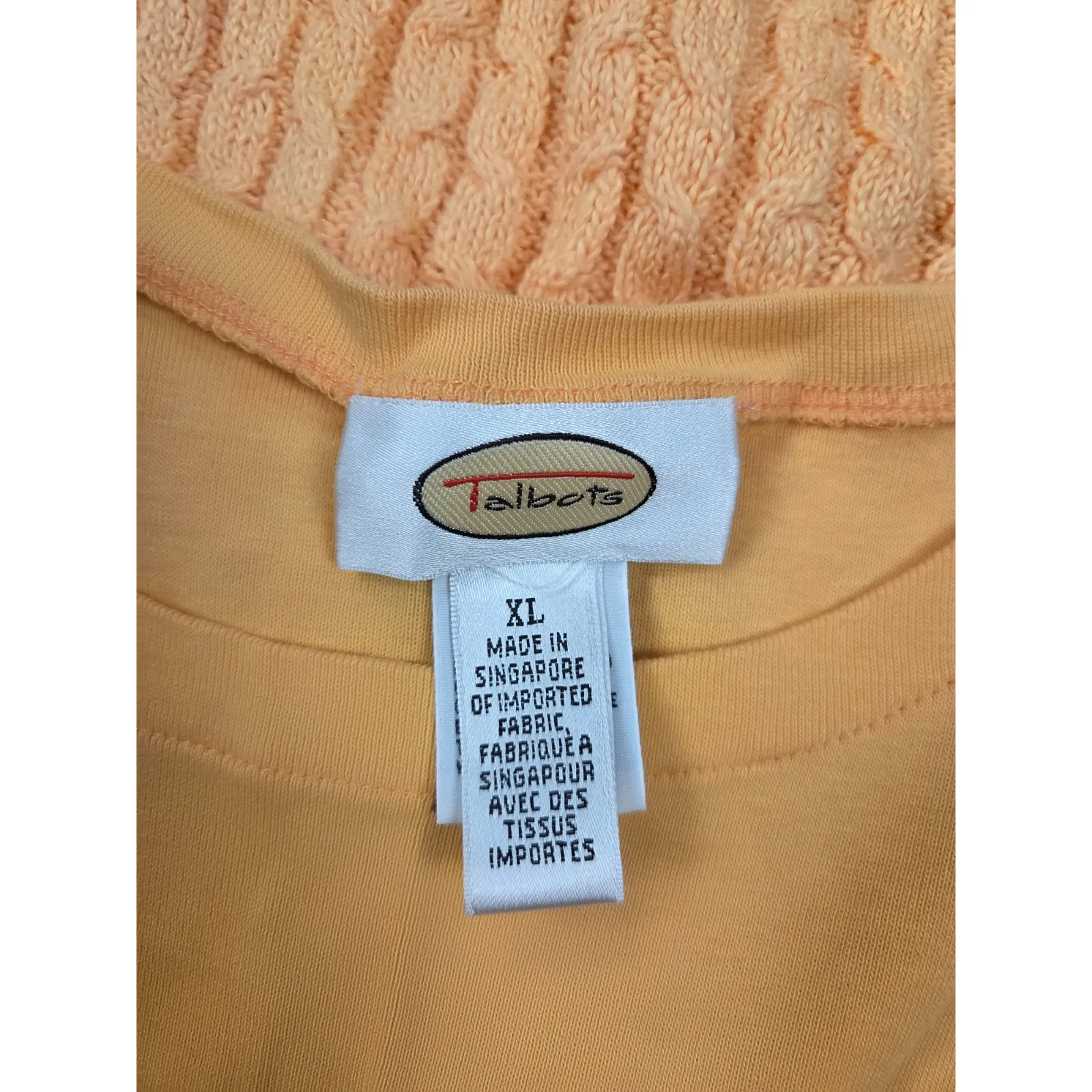 Talbots Orange Sherbet V Neck Cable Knit Pullover Sweater Tank Set Large - Image 6