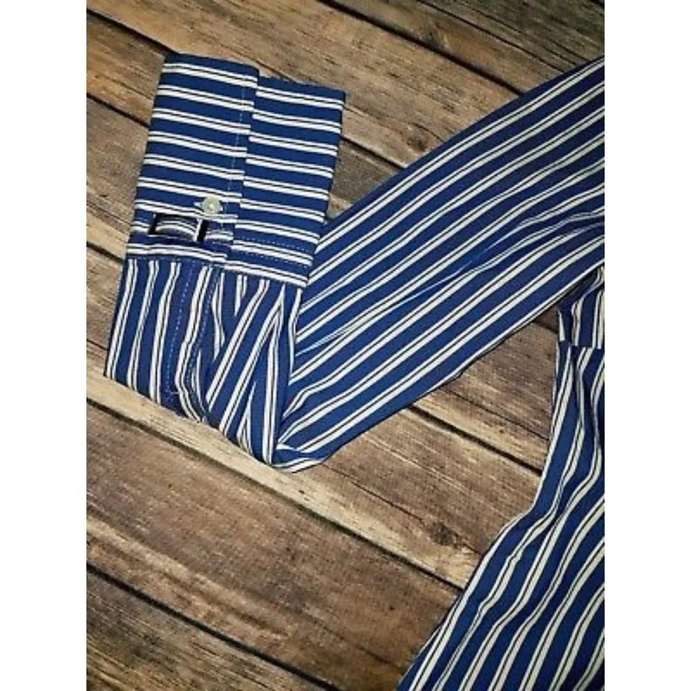 ✨ HP✨Express Blue Striped Button Down Shirt✨ - Image 4