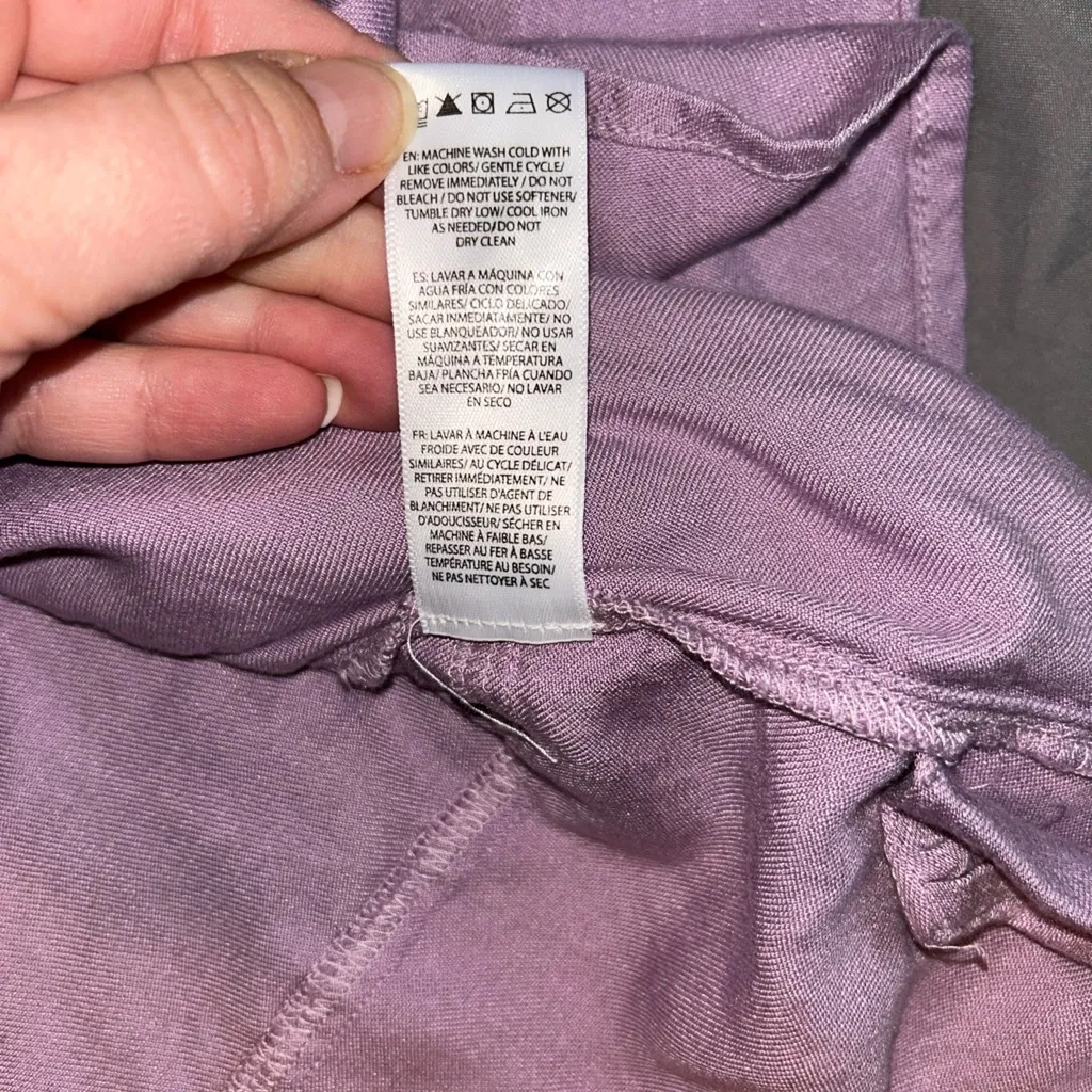 Beach Lunch Lounge Purple Button Down Shirt Flowy Loose Fit 100% Viscose LG - Image 5