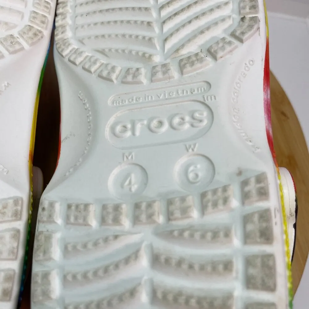 Crocs Men 4 Women 6 Classic Clogs Tie Dye White Rubber Slip On Comfort 205453 - Image 9
