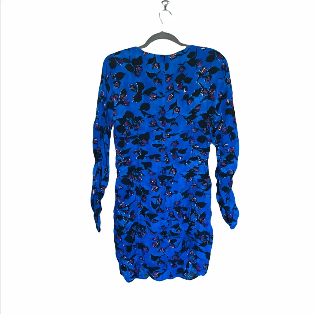NWT ZARA DRAPED Floral Ruched PRINT DRESS Mid-blue - Image 12
