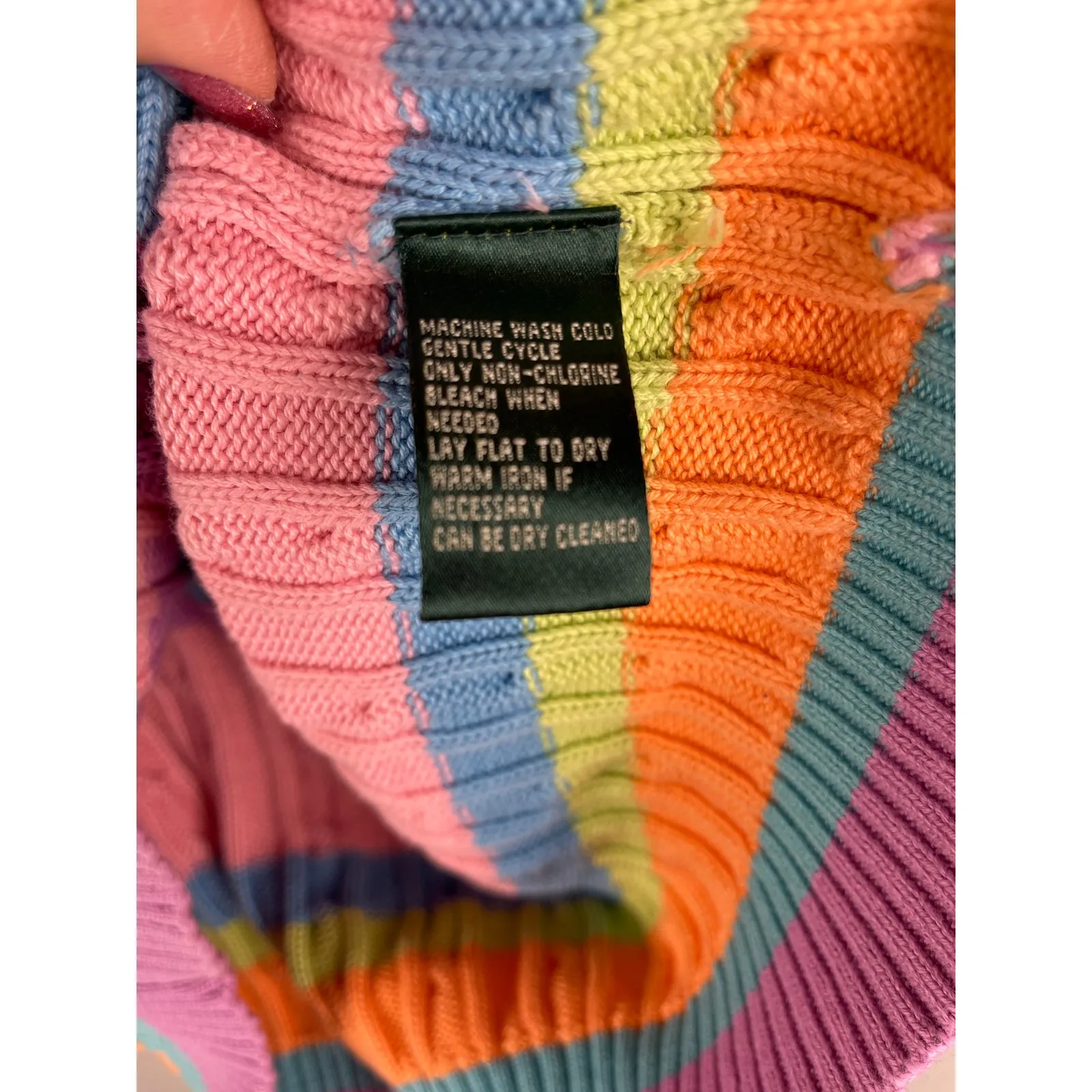 Vintage Lauren by Ralph Lauren Cable Knit Boat Neck Striped Sweater‎ Size Large - Image 8