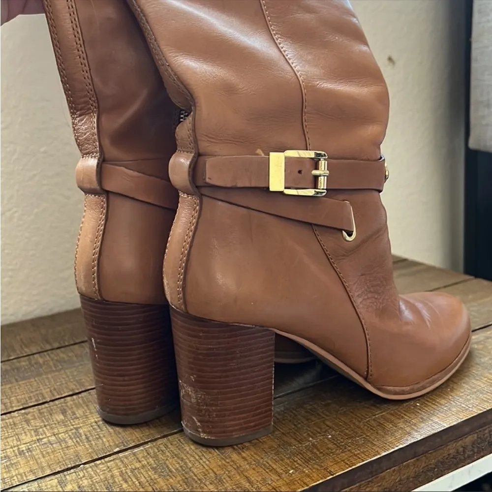 Michael Kors high heeled tan leather boots - Image 5