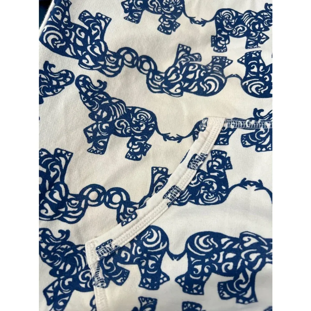 Lilly‎ Pulitzer Elephant Print Pullover Sweatshirt - White and Blue - Size S - Image 8