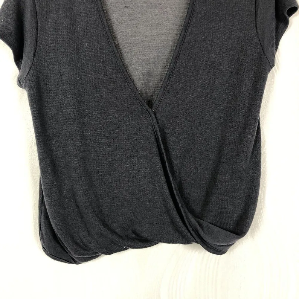 We The Free Free People Minimalist Wrap‎ Top Size XS Gray Deep V Neck Capsule - Image 5