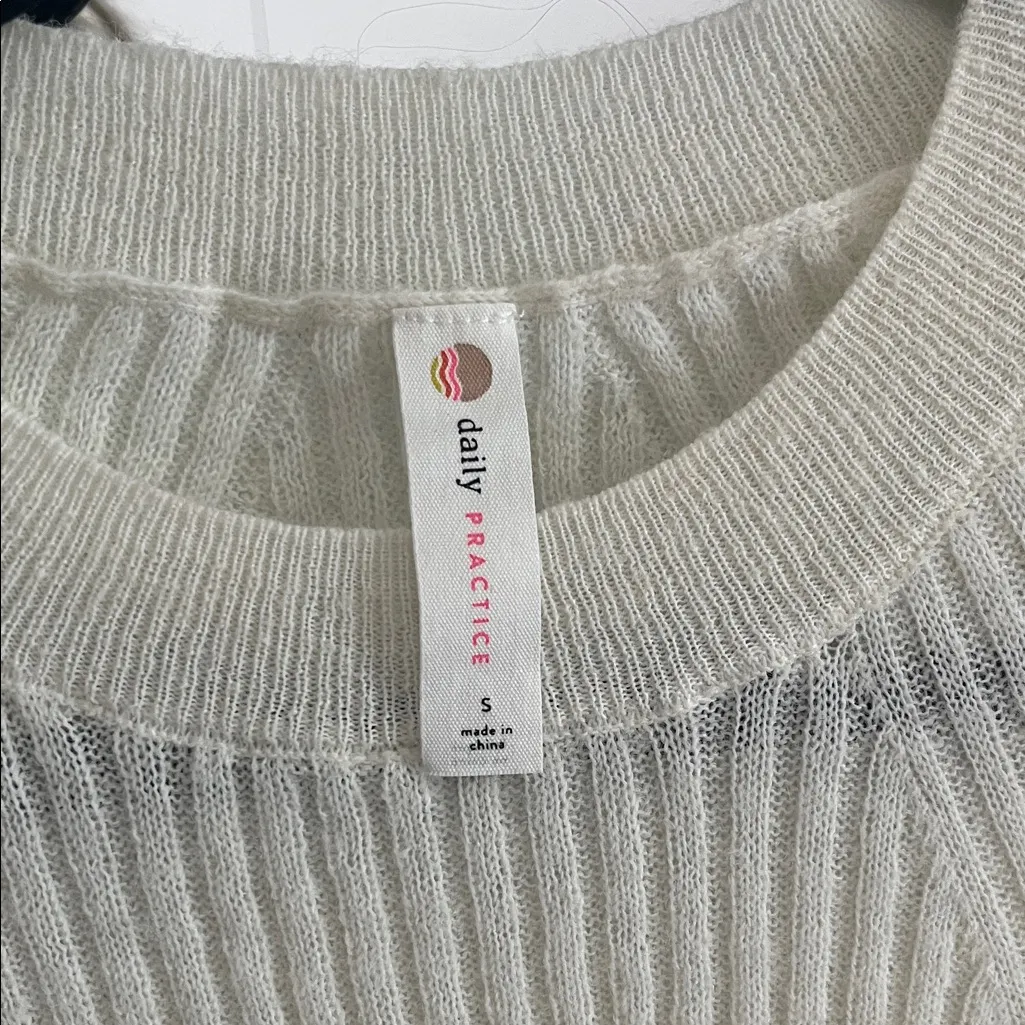 Daily Practice by Anthropologie Cream Ribbed Knit Sweater - Image 2