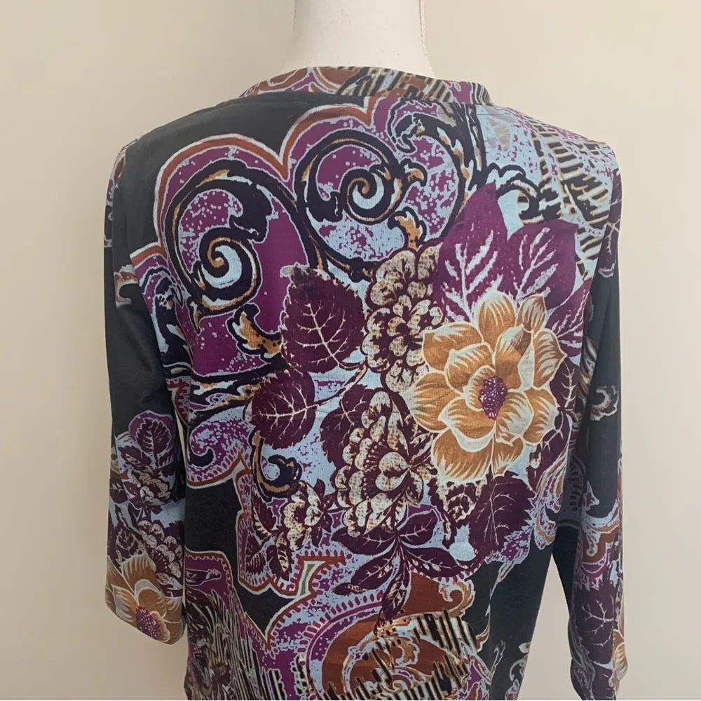 Soft Surroundings Multicolor Floral Print V-neck Tunic Top Size M - Image 10