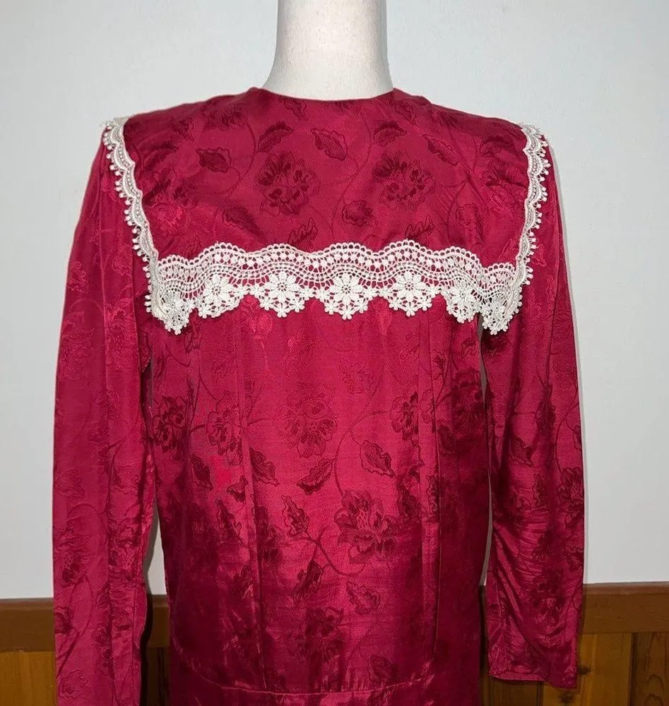 Gorgeous Vintage 1980s Gunne Sax Brocade Drop Waist Dress! - Image 6