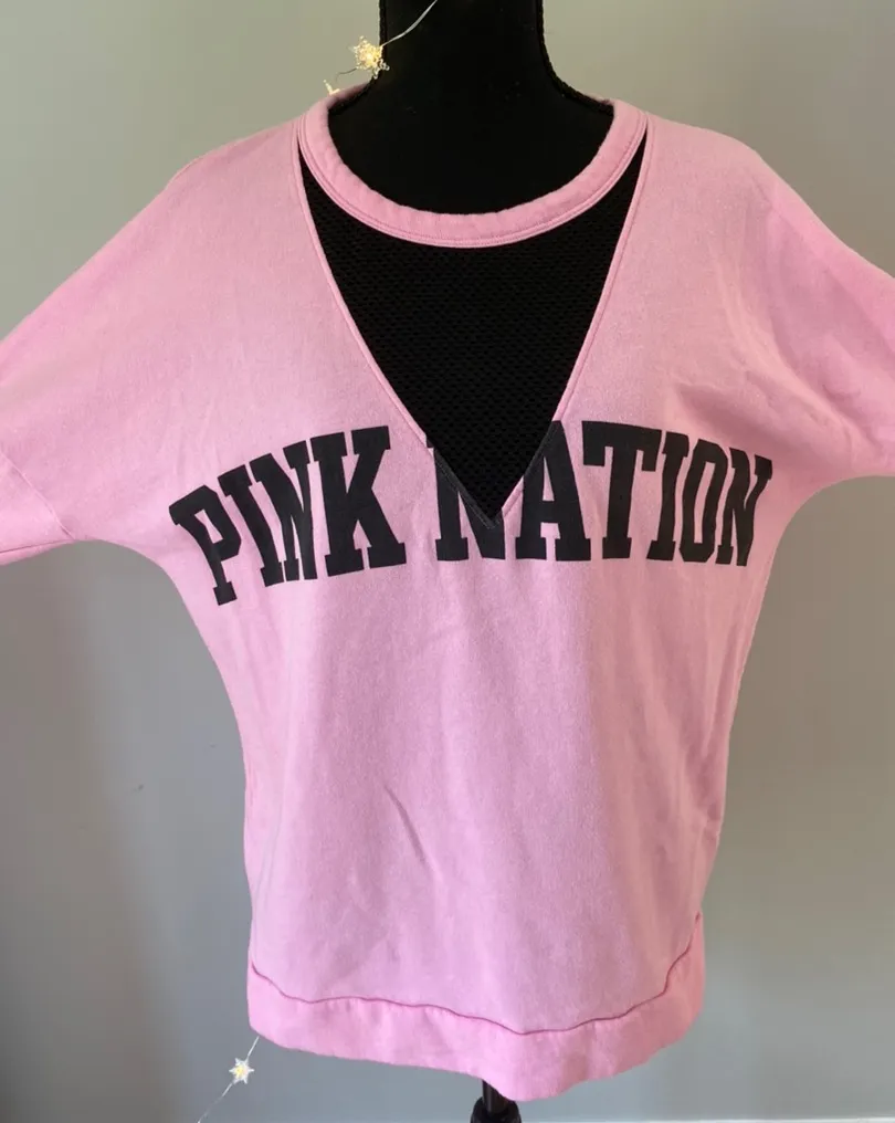 Pink Warm Sweater with Mesh V-Neck - Image 4