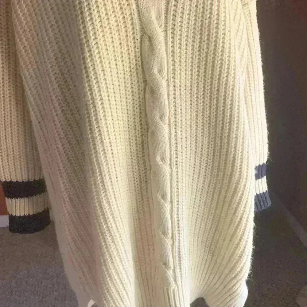 Color Style Loose Knit Dress V Long Sleeve Simple Casual Dresses Size Large. - Image 4