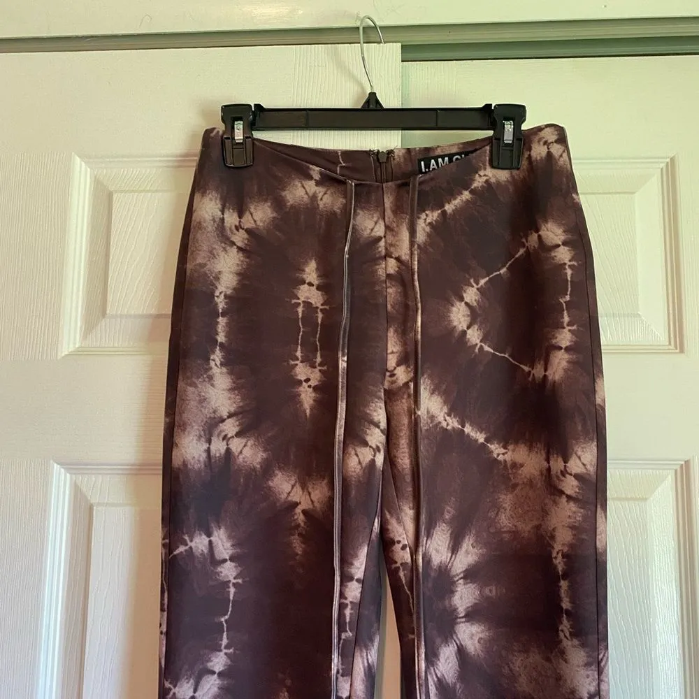 I am Gia medium brown tie die evie pants flare festival concert rave pants - Image 5