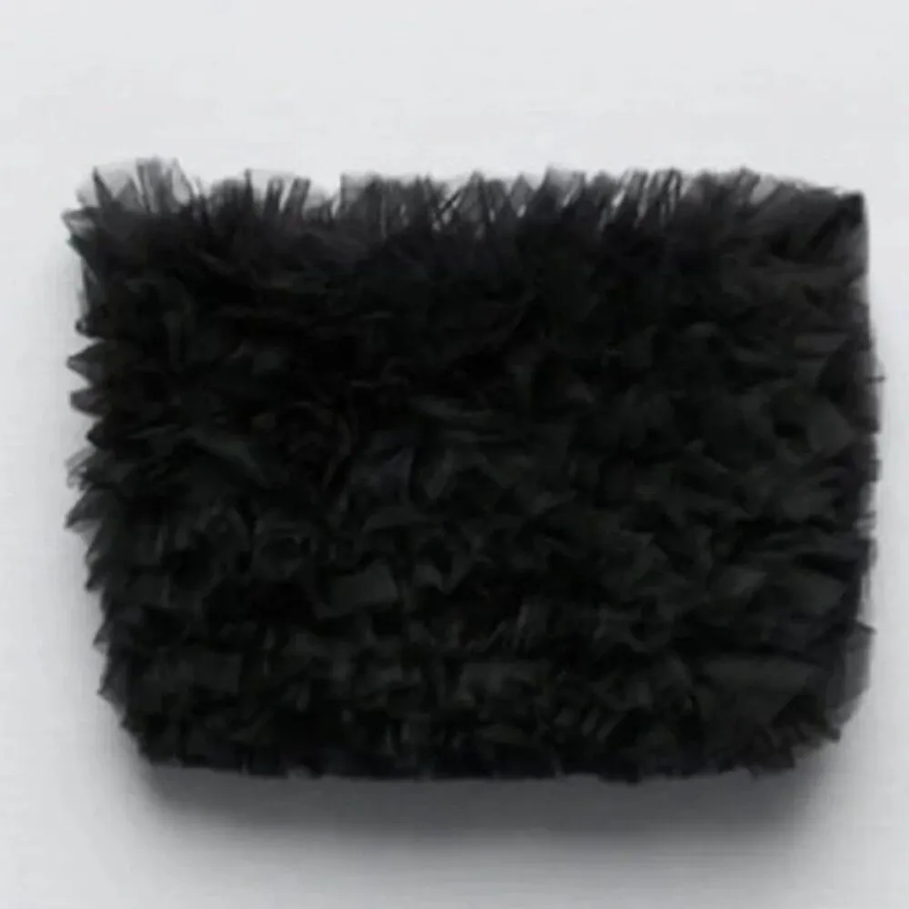 Zara Tulle Knit Strapless Top Black - SMALL - Image 4