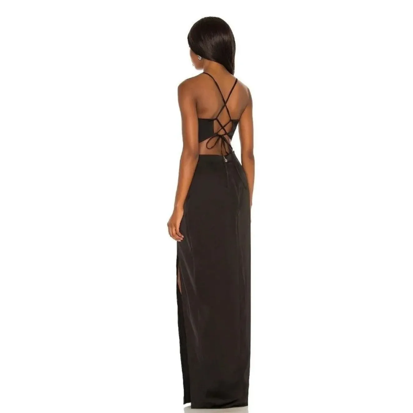 NWT Stella Cut Out Satin Maxi Gown Women's Black Size X-Large XL - Image 2