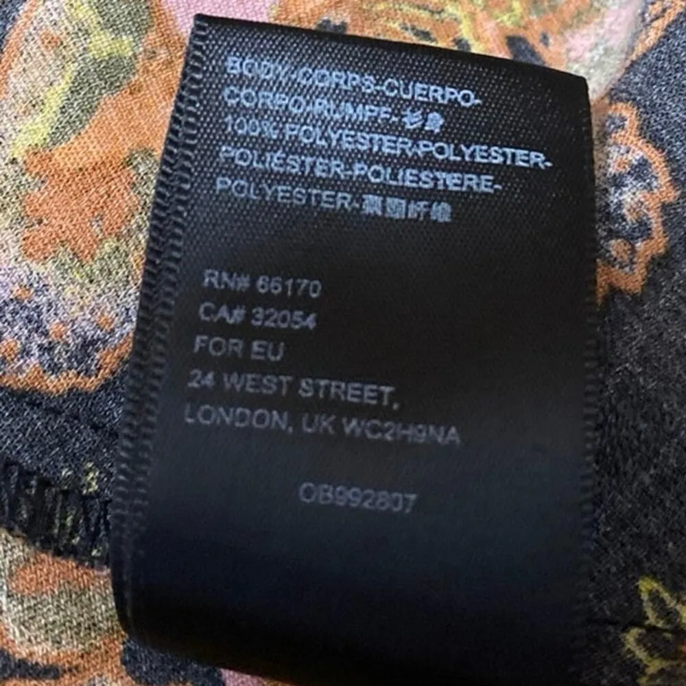 Urban Outfitters Black Floral Sleeveless Tie Wrap Ruffle Blouse Tank Crop Top S - Image 5