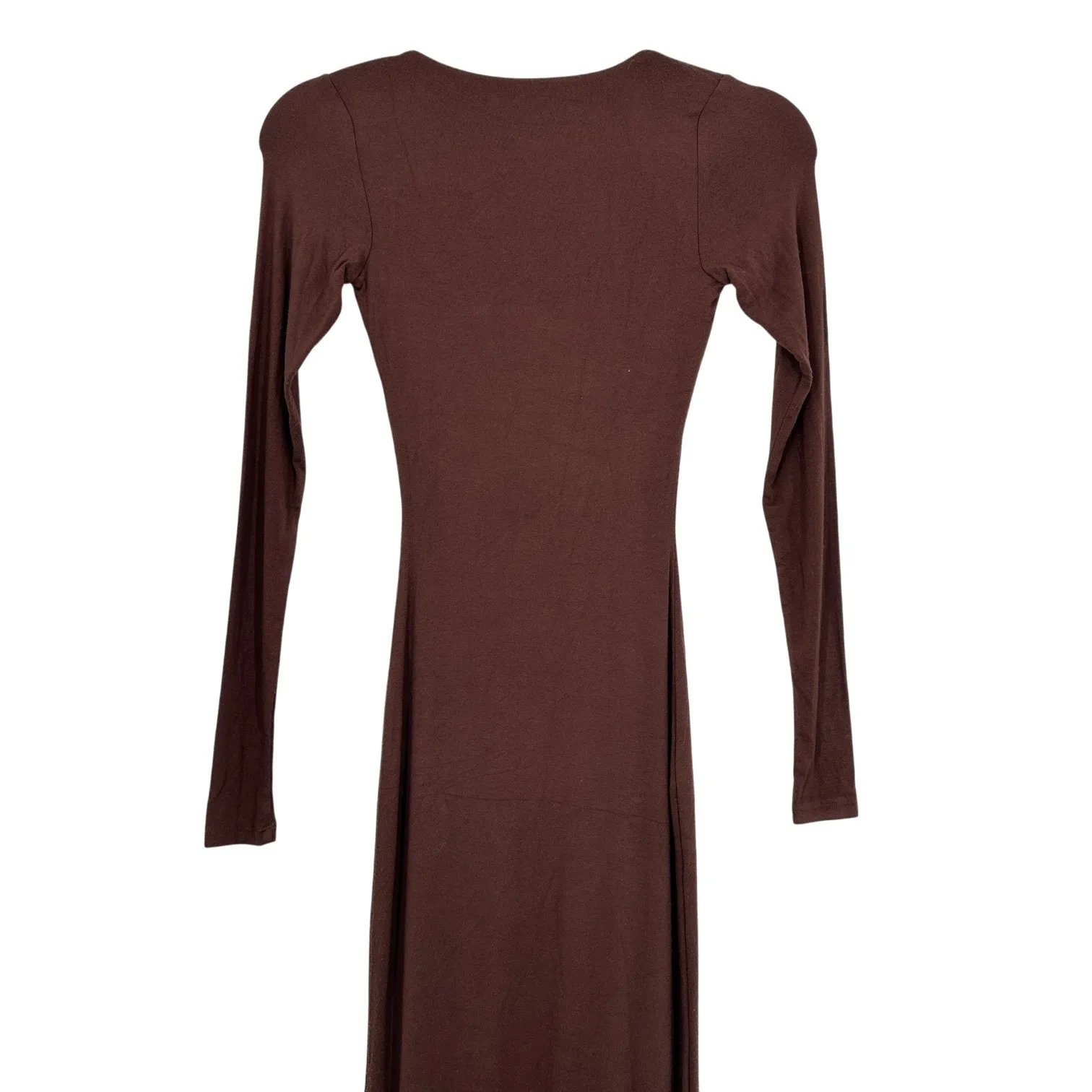 Naked Wardrobe Square Neck Sculpt Maxi Dress Long Sleeve Mocha Chocolate Brown - Image 8