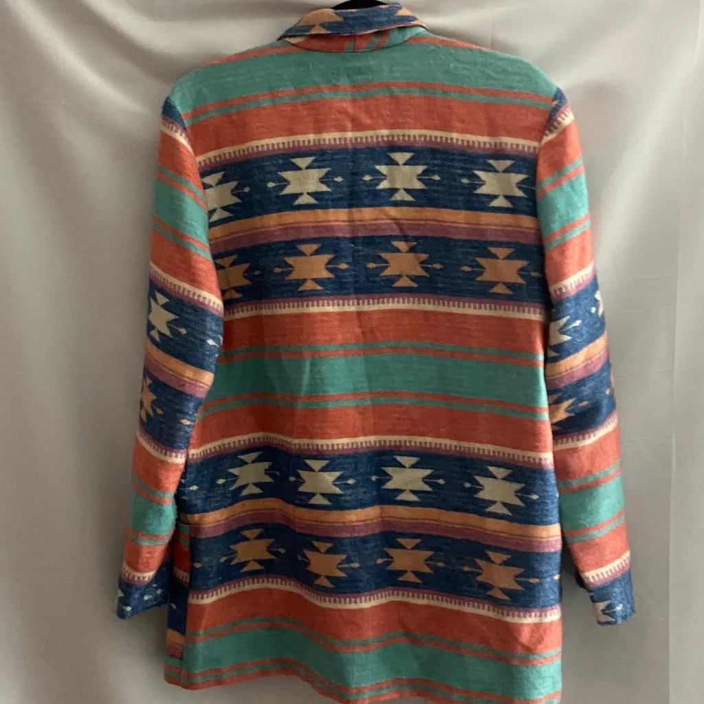 STAR CCC WO SIZE LARGE Colorful AZTEC Geo Pattern SOFT FLANNEL LIKE Blazer Blue - Image 10