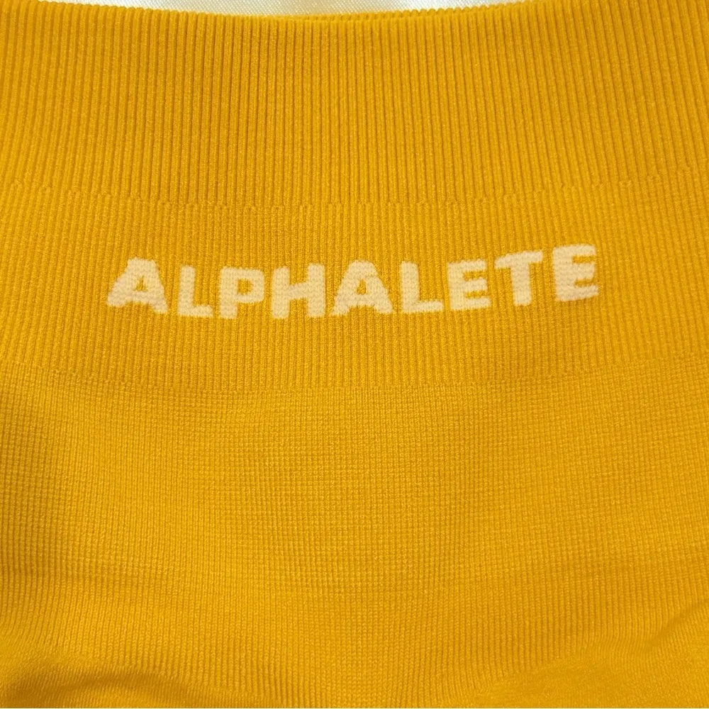 Alphalete Amplify Leggings Seamless High Rise Scrunch Golden Hour Yellow Small - Image 11