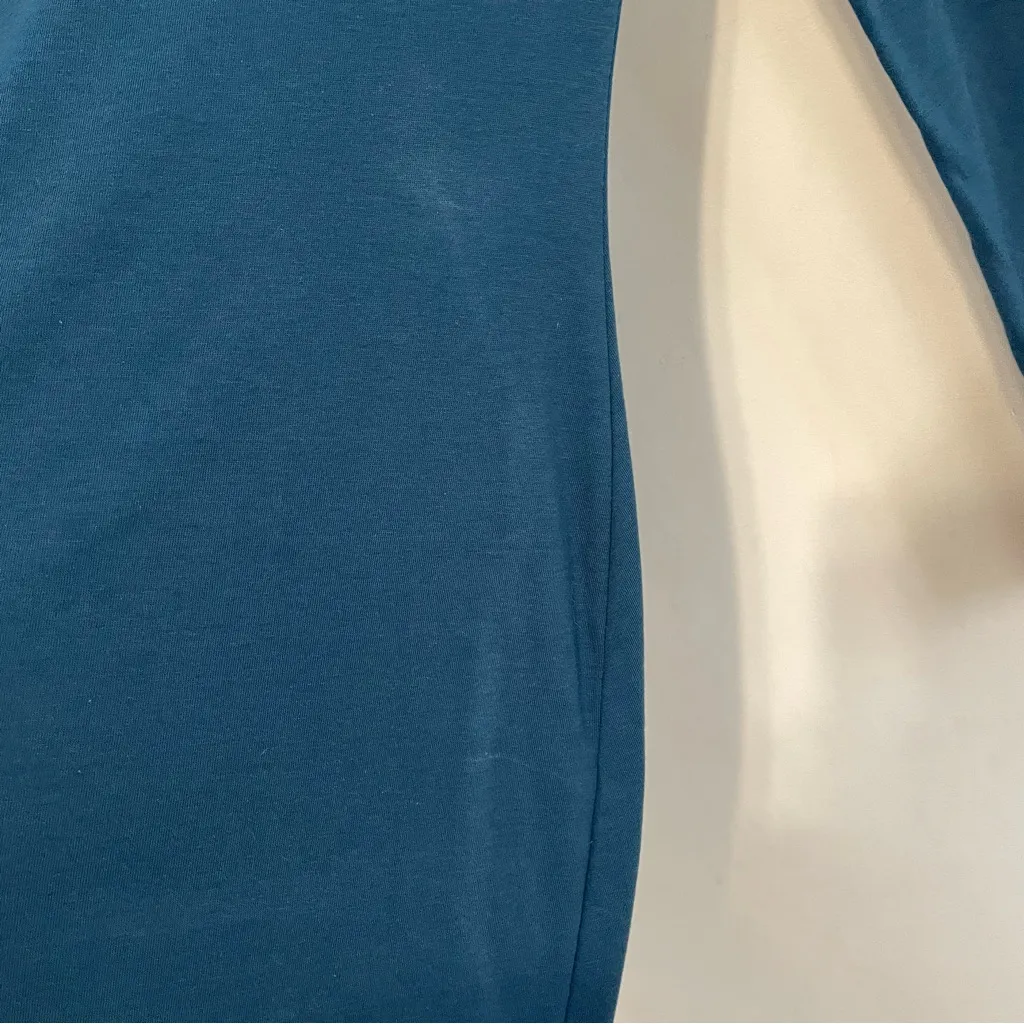 LEITH NORDSTROM Long Sleeve Ruched Dress Solid Teal Faux Wrap Mini Bodycon Dress - Image 14