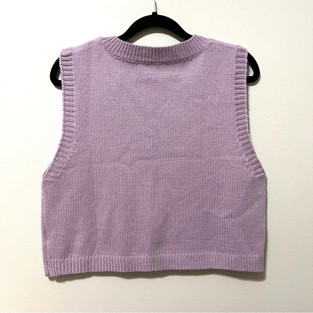 Shein Knit Sweater Vest Light Purple S - Image 3