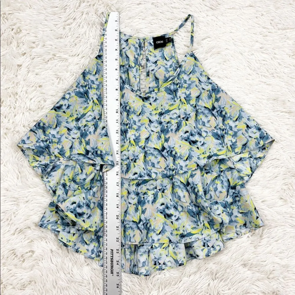 ASOS Blue Yellow Tiered Blouse 6 - Image 3