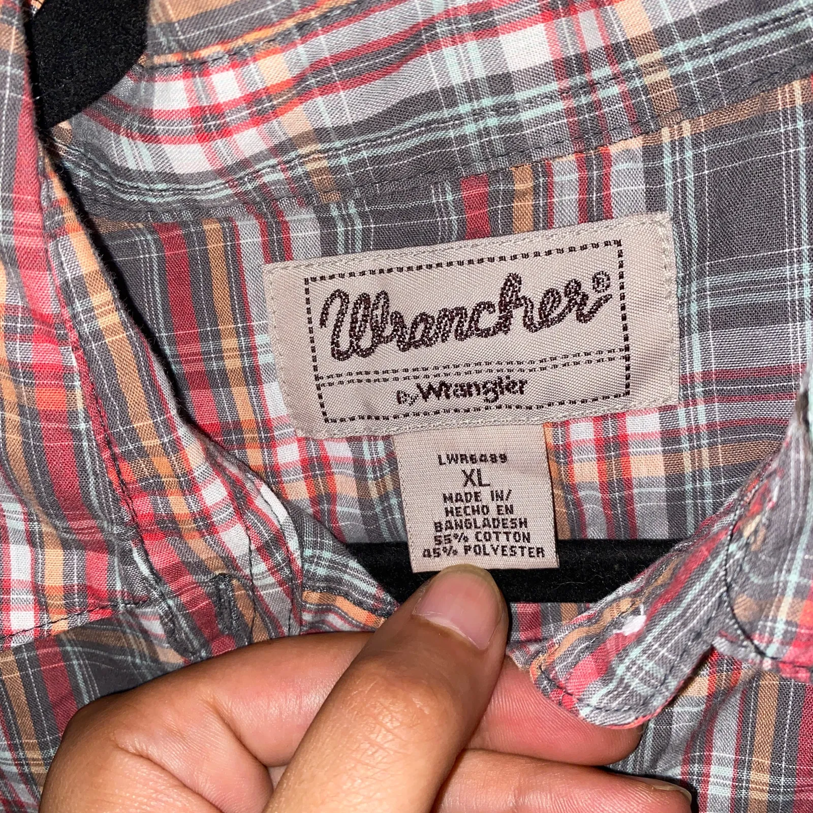 Wrancher Wrangler Multicolored Plaid Pearl Snap Button Long Sleeve Shirt Size XL - Image 4