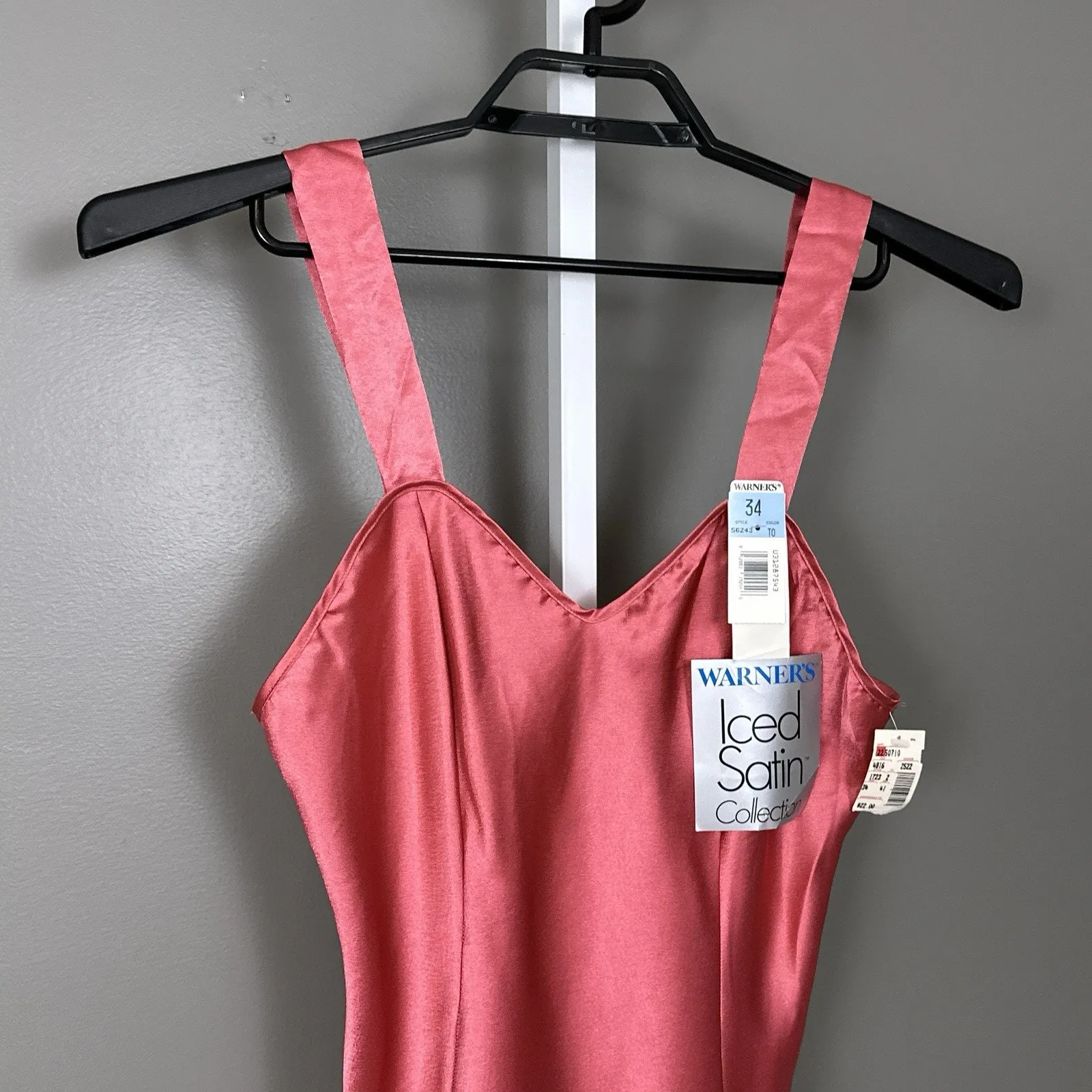 Warner’s Iced Satin Collection Camisole Cami Tank Top Size 34 New NOS Rose Pink - Image 2