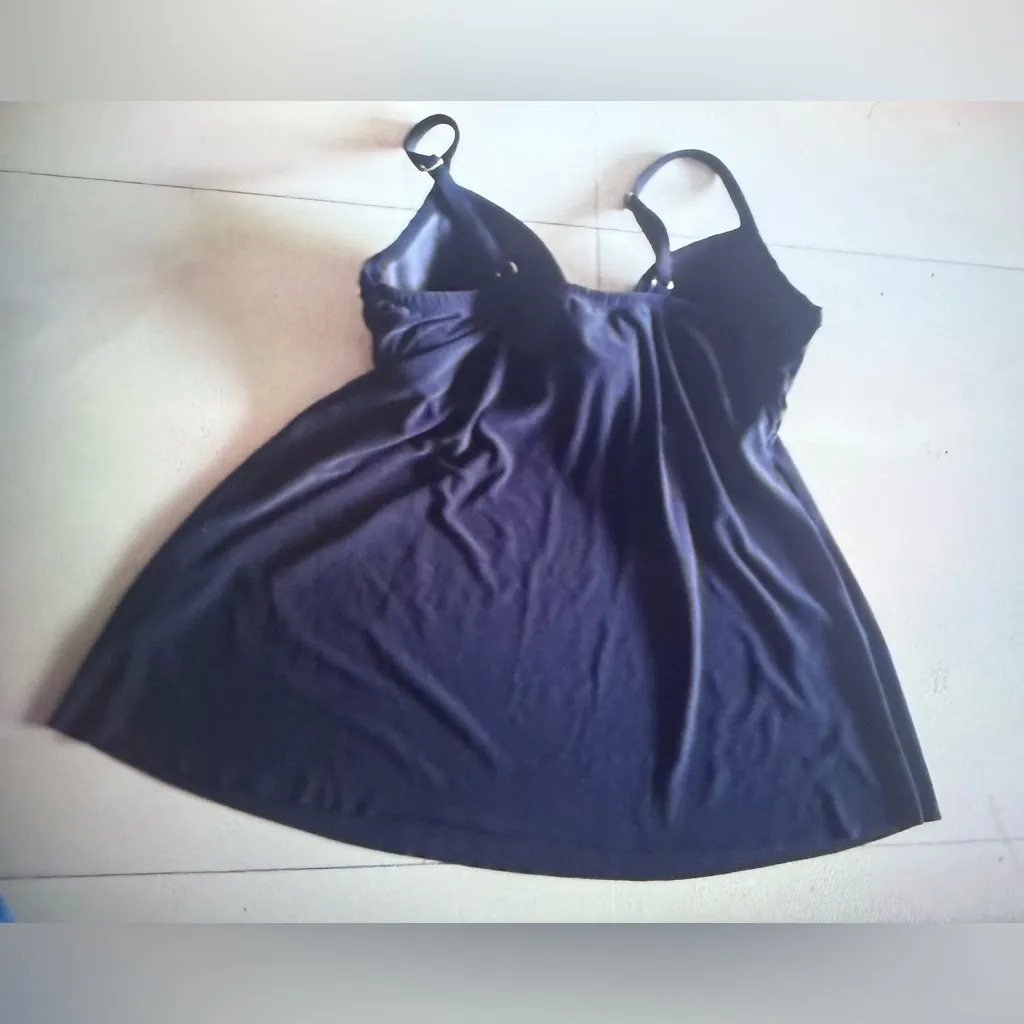 Miraclesuit NWOT Rock Solid Marina Underwire Tankini Top Black Size 10 Draped - Image 7