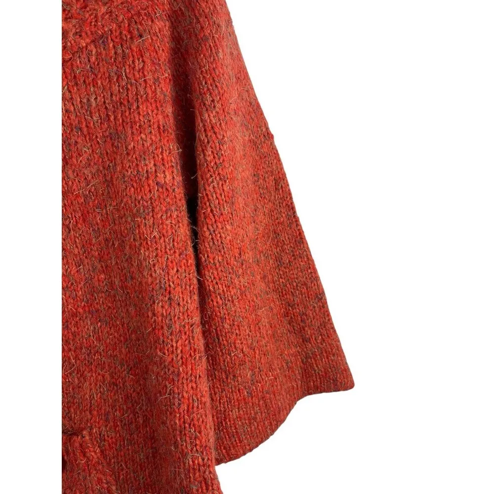 Dressbarn Orange Knit Cropped 3/4 Sleeve Fuzzy Cardigan Button Up Sweater XL - Image 6