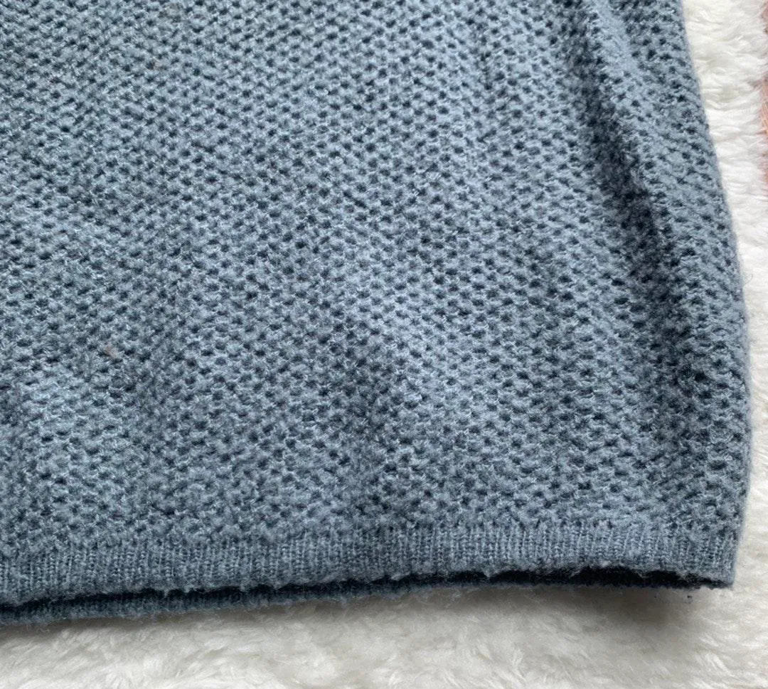 Dusty Blue Crewneck 3/4 Sleeve  Sweater - Image 4