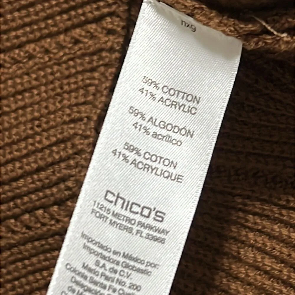 Chico’s womens sz 2 (12) cutout turtleneck sweater long sleeve brandy brown NWT - Image 7