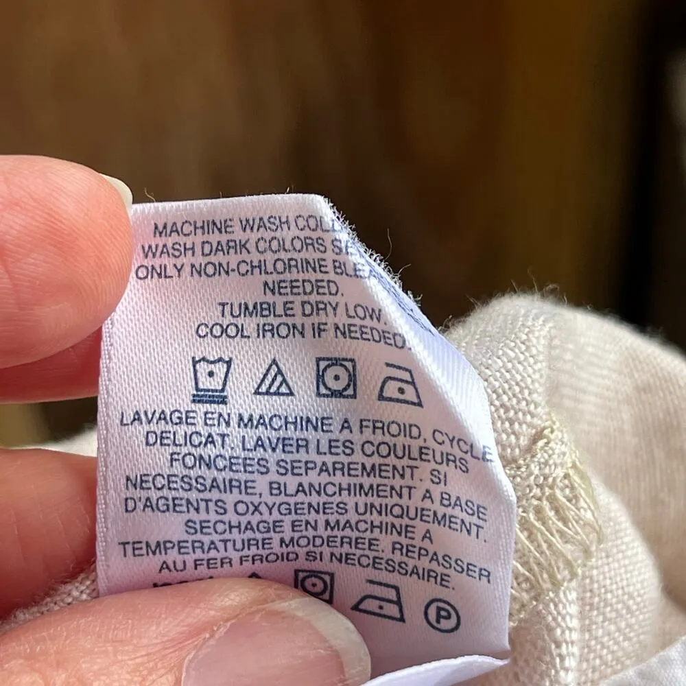 Land's End Women's Khaki Mid Rise 100% Linen Belted Pants Size 4 - Image 8